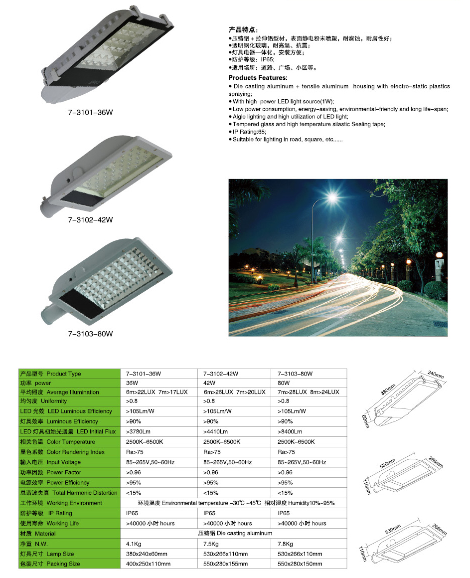 led節(jié)能路燈頭7-3101-36W-42W-80W